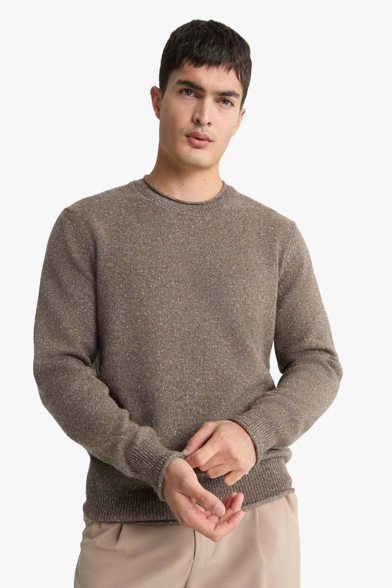 DeFacto Beige Man Standard Fit Crew Neck Knitwear Pullover Casual - Image 4